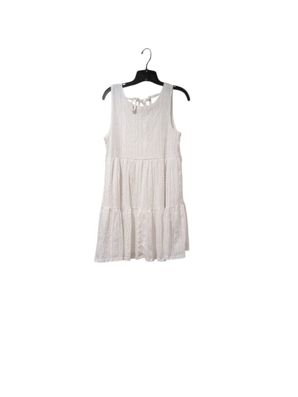 Rewind White Eyelet Tiered Sleeveless Midi Sun Dress Boho Fairycore Cottage Sz M